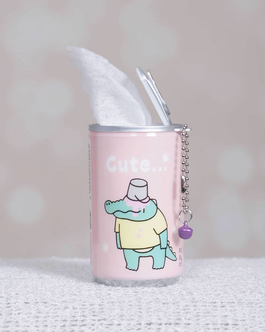 Playful Croc – Pink Refillable Mini Wet Wipes Canister